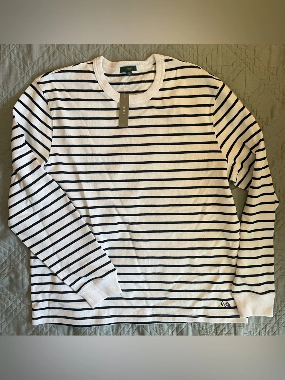 J. Crew Long-sleeve Crewneck in Striped Maritime Jersey Size XL NWT $98 CR195